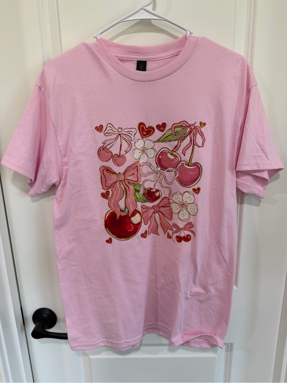 Gildan Pink Cherry & Bow Graphic Tee